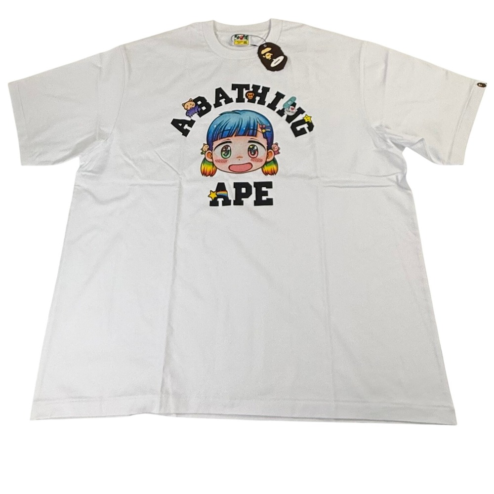 A Bathing Ape BAPE Anime Girl Graphic White T-Shirt 2XL 1L73110938 NWT